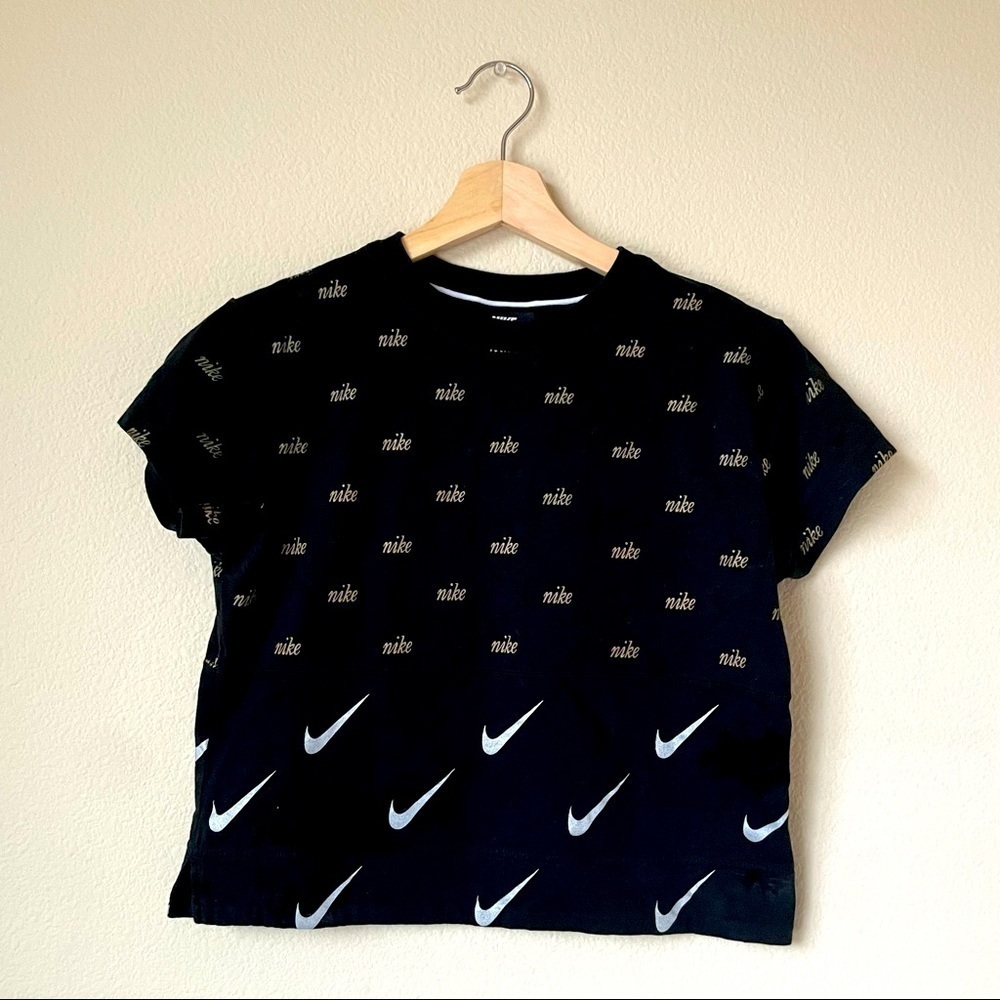 Nike Black Crop Top Workout Shirt XS